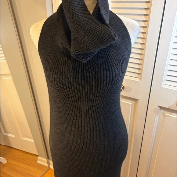 Massimo Dutti Black Sleeveless Ribbed Turtleneck Dress - Picture 2 of 12